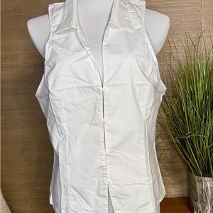 Urban Outfitters White Sleeveless Mandarin Collar Top